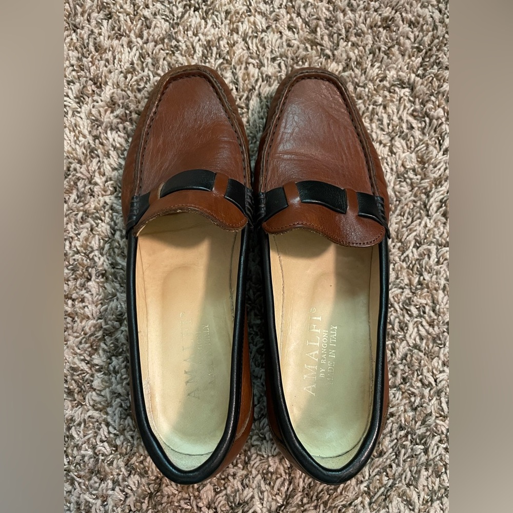 Vintage Luxury Old Money Brown & Black Leather Loafers Made in Italy